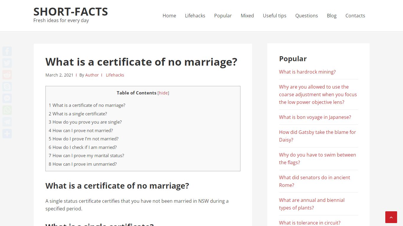 What is a certificate of no marriage? – Short-Facts