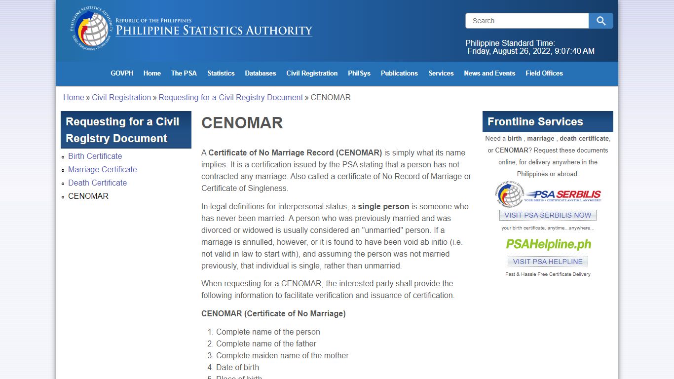 CENOMAR | Philippine Statistics Authority